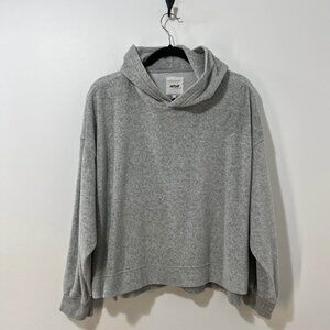 Aerie Comfy Cozy Soft Velour Light Gray Cropped Lounge Hoodie [size M]